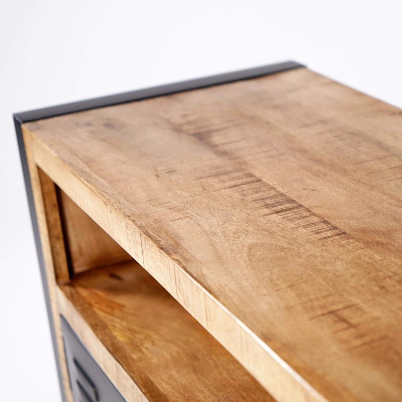 Kleiner Schrank aus Metall und Mangoholz - Kansas