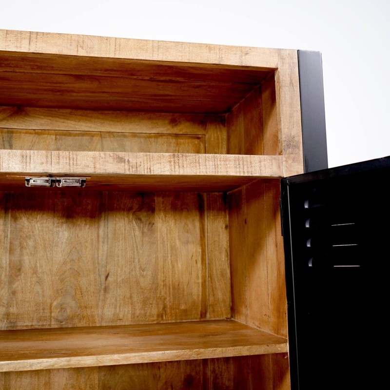 Kleiner Schrank aus Metall und Mangoholz - Kansas