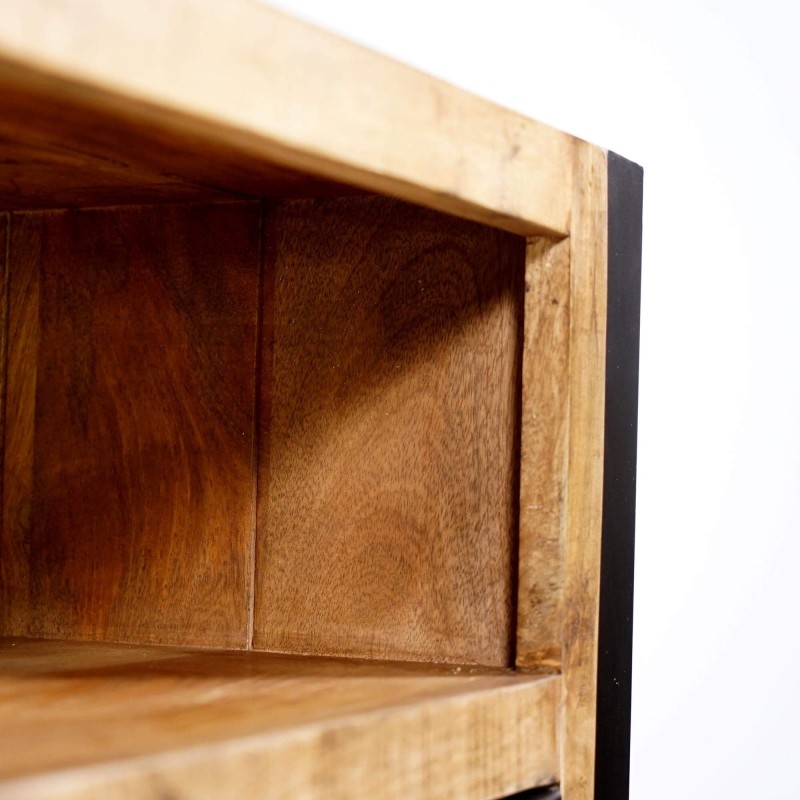 Kleiner Schrank aus Metall und Mangoholz - Kansas