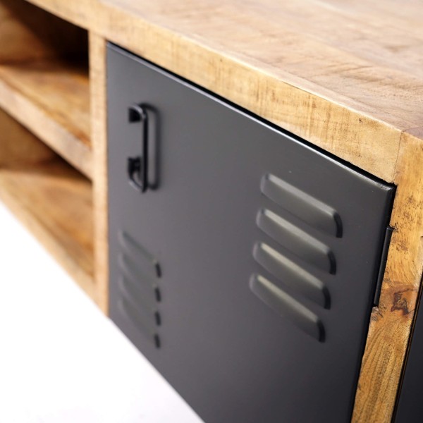 TV-Möbel 160 cm aus Massivholz und Metall - Kansas
