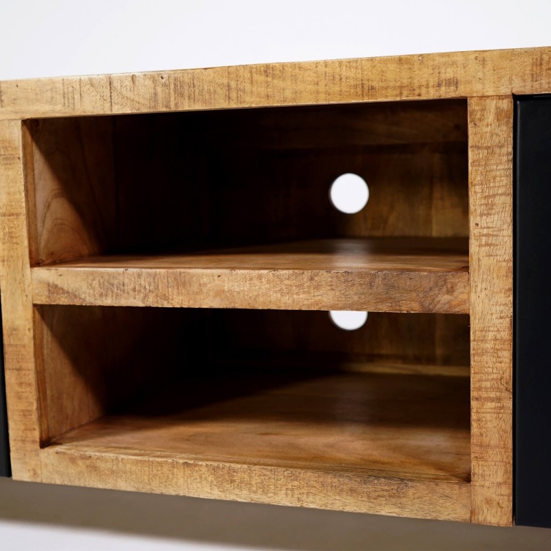 TV-Möbel 160 cm aus Massivholz und Metall - Kansas