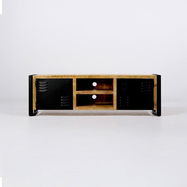 TV-Möbel 160 cm aus Massivholz und Metall - Kansas