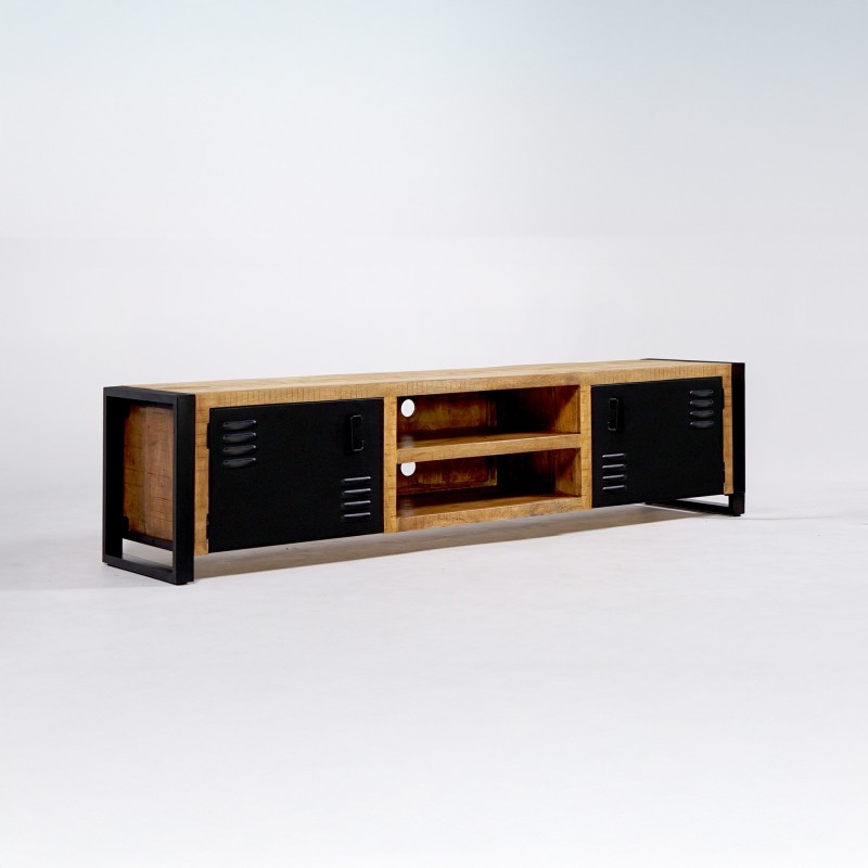 TV-Möbel 200 cm aus Massivholz und Metall - Kansas