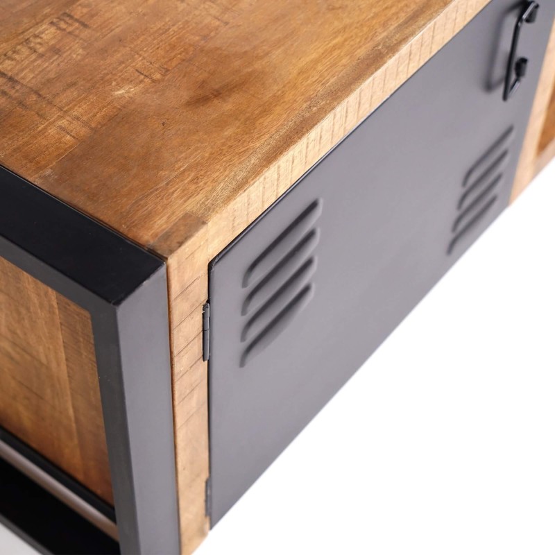 TV-Möbel 200 cm aus Massivholz und Metall - Kansas