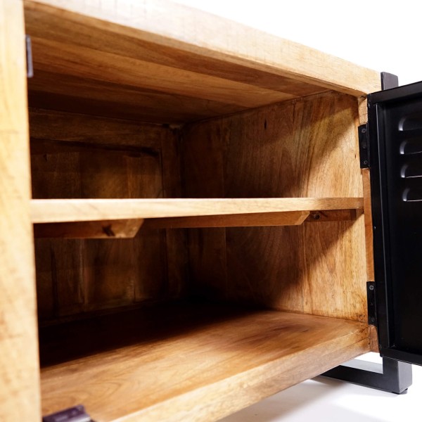 TV-Möbel 200 cm aus Massivholz und Metall - Kansas