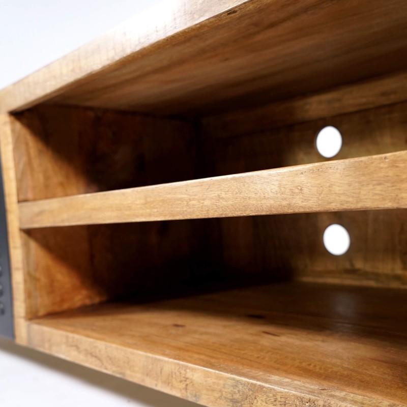 TV-Möbel 200 cm aus Massivholz und Metall - Kansas