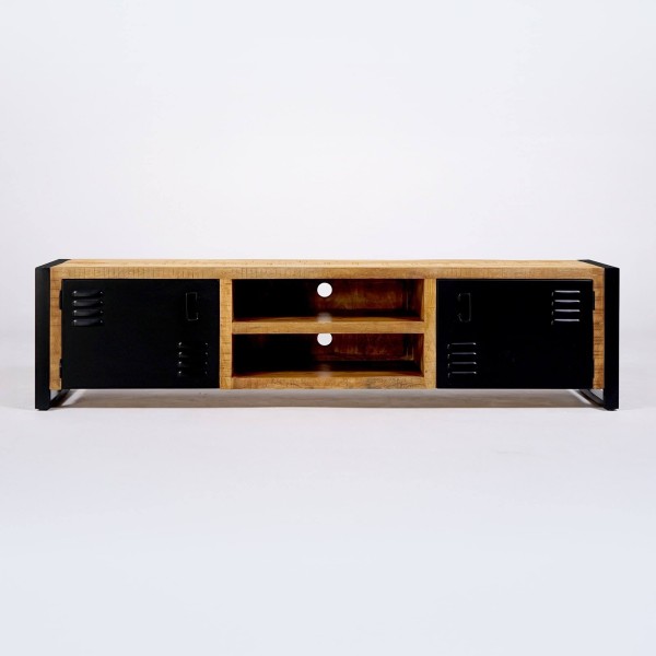 TV-Möbel 200 cm aus Massivholz und Metall - Kansas