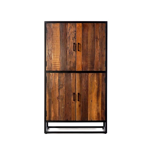 Hohes Sideboard 90 cm aus recyceltem Holz – Recycled