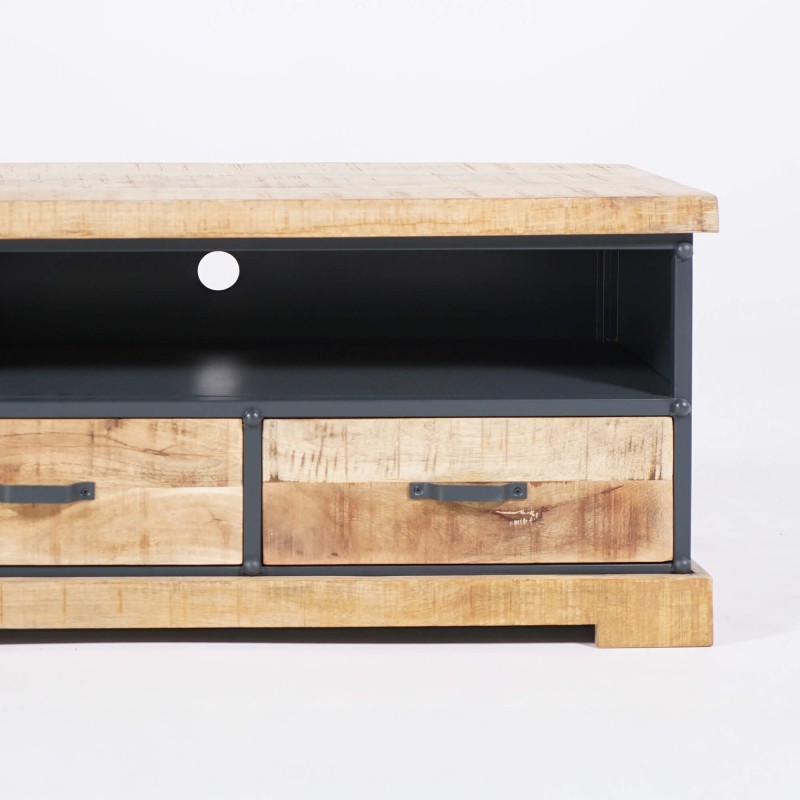 TV-Möbel 150 cm aus Massivholz und Metall - Cambridge