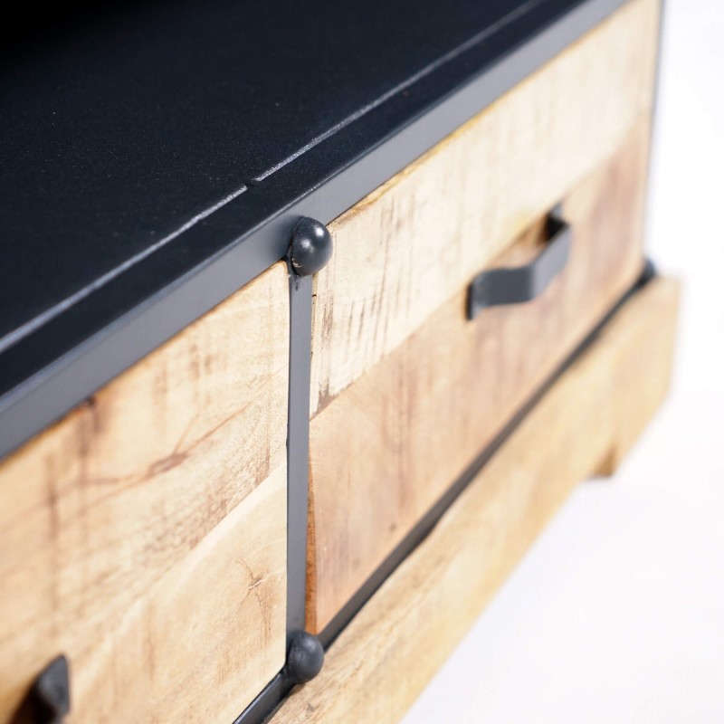 TV-Möbel 150 cm aus Massivholz und Metall - Cambridge