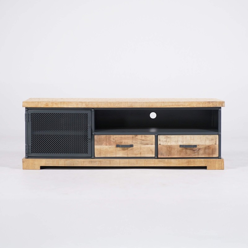 TV-Möbel 150 cm aus Massivholz und Metall - Cambridge