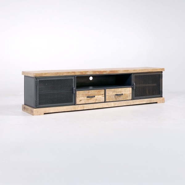 TV-Möbel 200 cm aus Massivholz und Metall - Cambridge