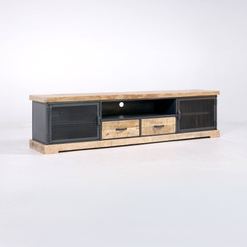 TV-Möbel 200 cm aus Massivholz und Metall - Cambridge