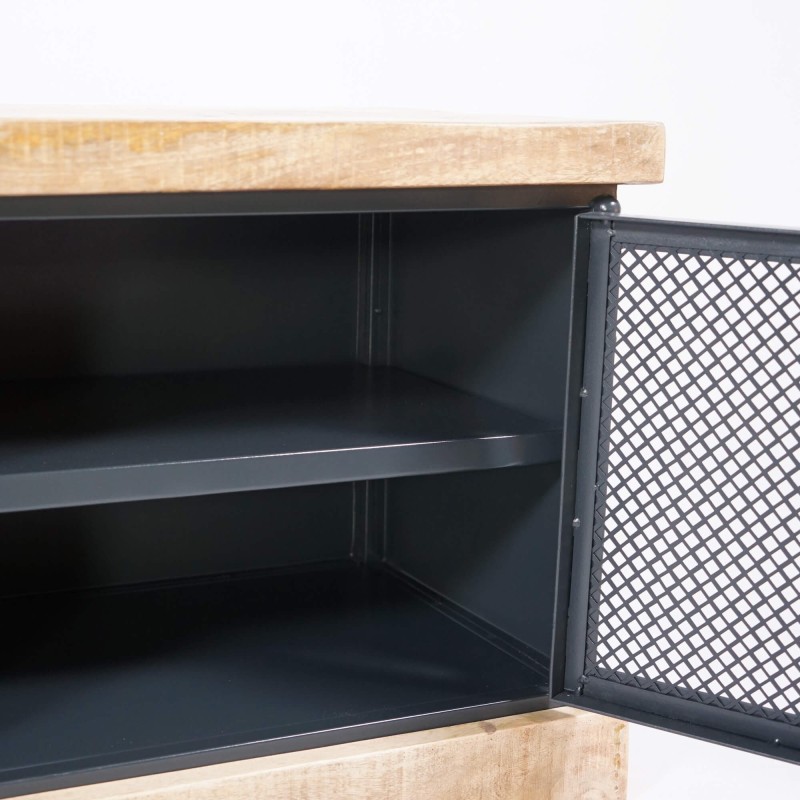TV-Möbel 200 cm aus Massivholz und Metall - Cambridge