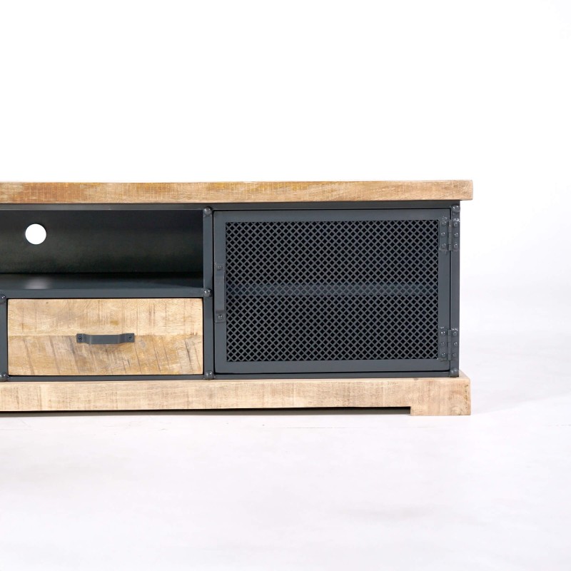 TV-Möbel 200 cm aus Massivholz und Metall - Cambridge