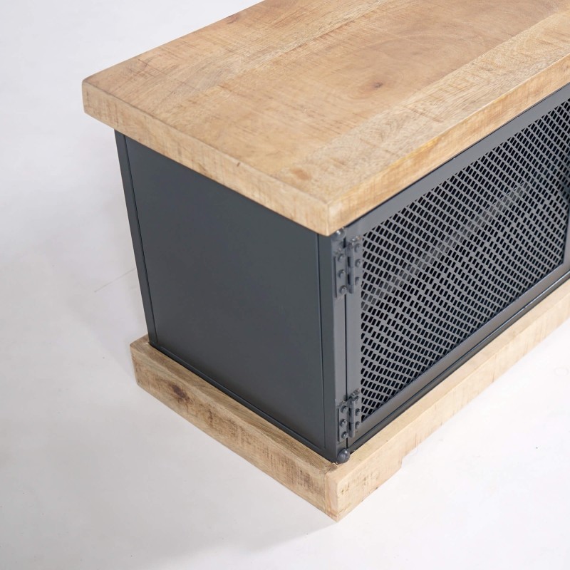 TV-Möbel 200 cm aus Massivholz und Metall - Cambridge