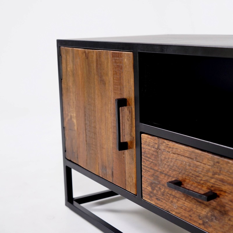 Kleines industrielles TV-Möbel aus recyceltem Holz - Recycled