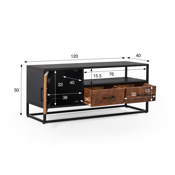 Kleines industrielles TV-Möbel aus recyceltem Holz - Recycled