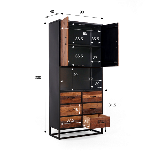 Industrieschrank aus recyceltem Holz - Recycled