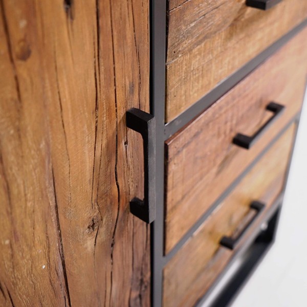 Kleines industrielles Sideboard aus recyceltem Holz, 1 Tür - Recycled