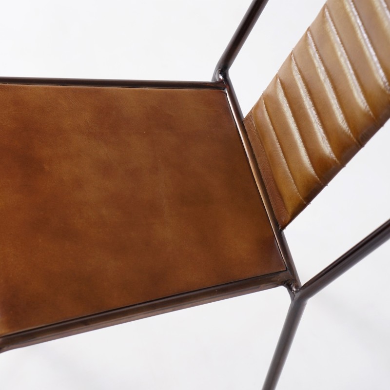 Industriestuhl Leder Kupfer 2