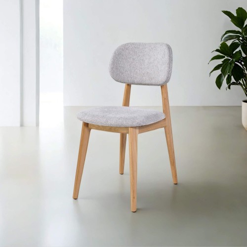 Stuhl aus massiver Eiche und grauem Stoff – Skaga