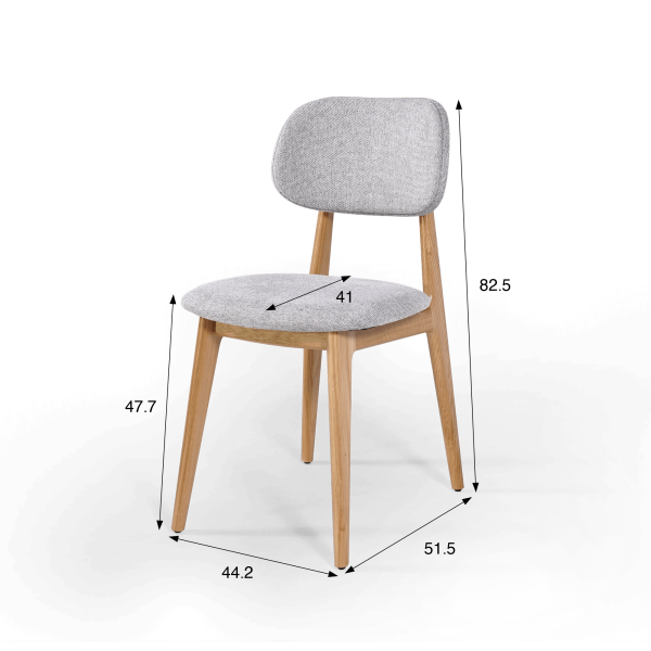 Stuhl aus massiver Eiche und grauem Stoff – Skaga
