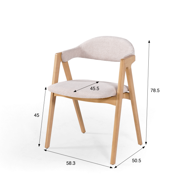 Stuhl aus Naturholz und weißem Bouclé-Stoff – Lykke