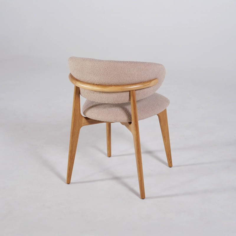 Stuhl aus massiver Eiche und beigem Stoff – Lunna