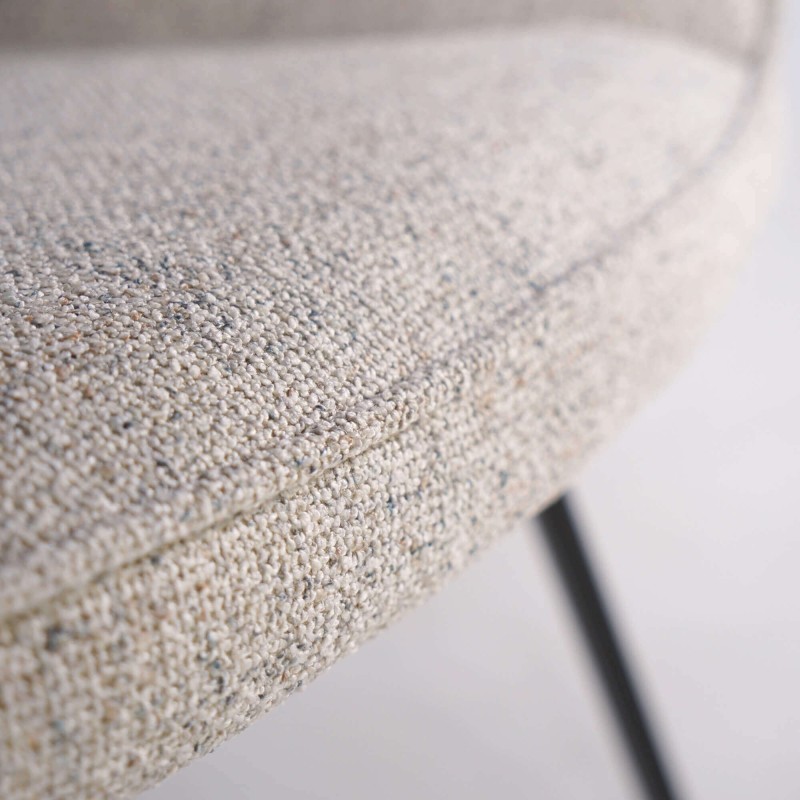 Drehbarer Esszimmerstuhl aus weißem Stoff – Alma