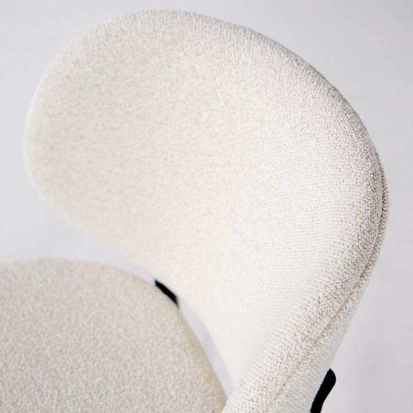 Esszimmerstuhl aus weißem Boucléstoff – Swan