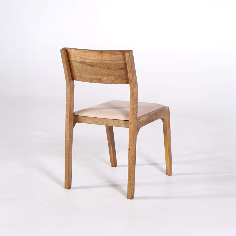 Stuhl aus Naturholz und beigem Stoff - Elegance