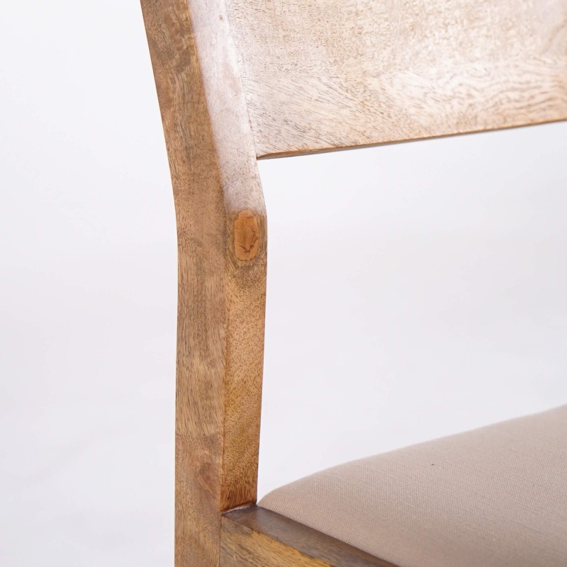 Stuhl aus Naturholz und beigem Stoff - Elegance