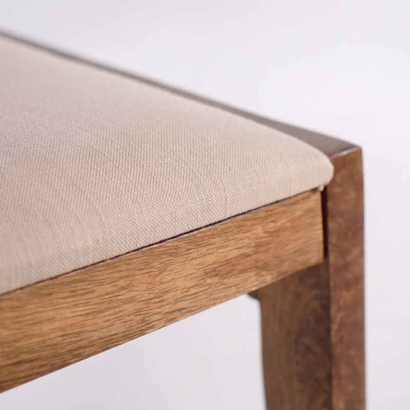 Stuhl aus Naturholz und beigem Stoff - Elegance