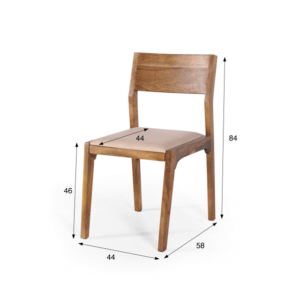 Stuhl aus Naturholz und beigem Stoff - Elegance