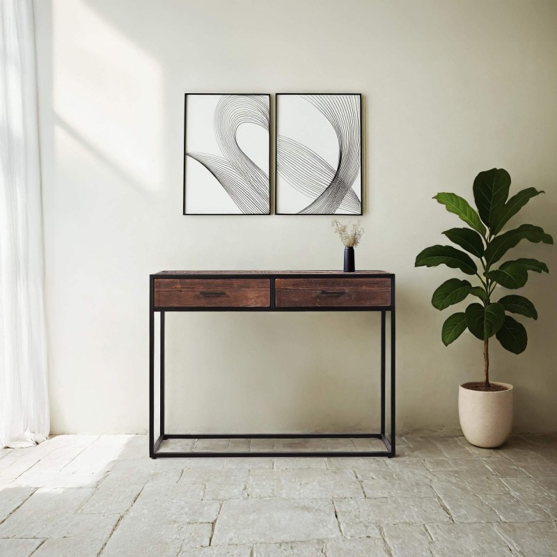 Industrielle Konsole aus recyceltem Holz - Recycled