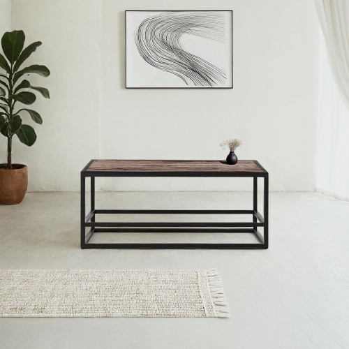 Couchtisch aus Holz und Metall - Recycled