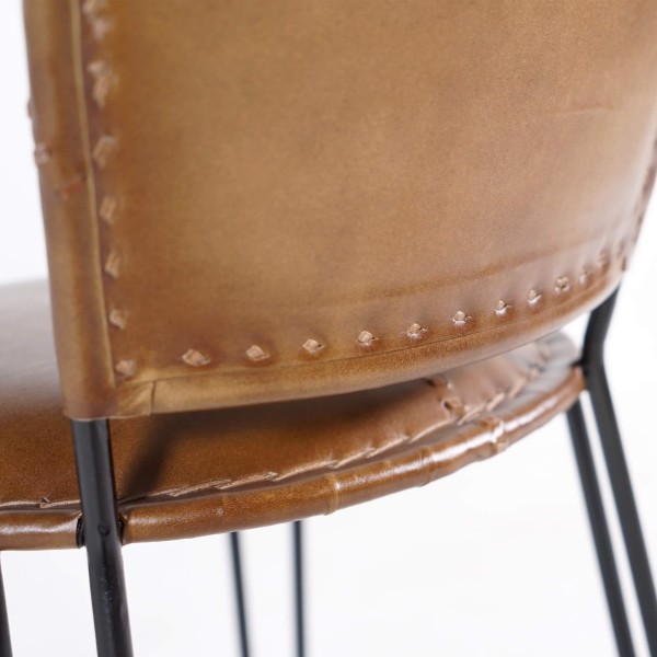 Vintage-Stuhl aus Metall und braunem Leder - Smart