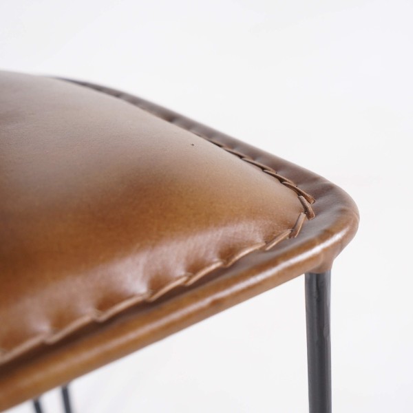 Vintage-Stuhl aus Metall und braunem Leder - Smart