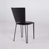 Vintage-Stuhl aus Metall und schwarzem Leder - Smart