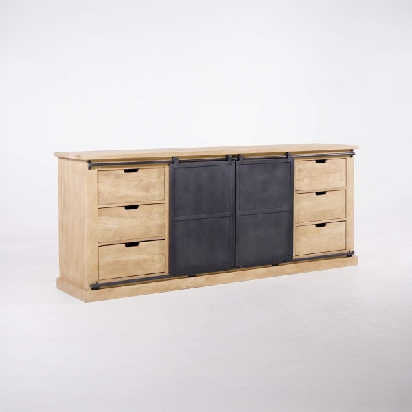 Industrial Sideboard aus Massivholz und Metall 200 cm – Detroit