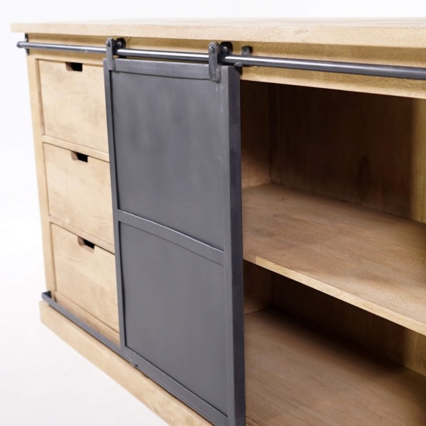 Industrial Sideboard aus Massivholz und Metall 200 cm – Detroit