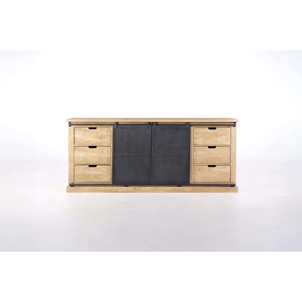 Industrial Sideboard aus Massivholz und Metall 200 cm – Detroit