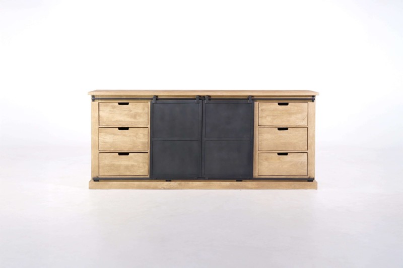Industrial Sideboard aus Massivholz und Metall 200 cm – Detroit