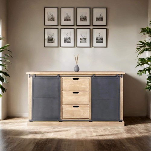 Industrielles Sideboard aus Massivholz und Metall 150 cm – Detroit