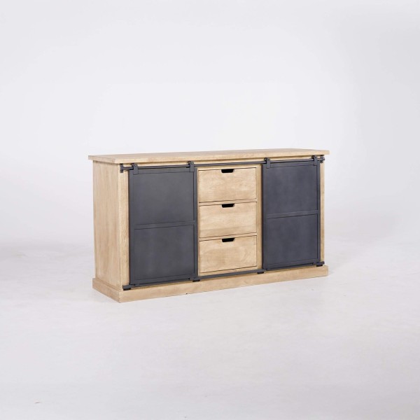 Industrielles Sideboard aus Massivholz und Metall 150 cm – Detroit