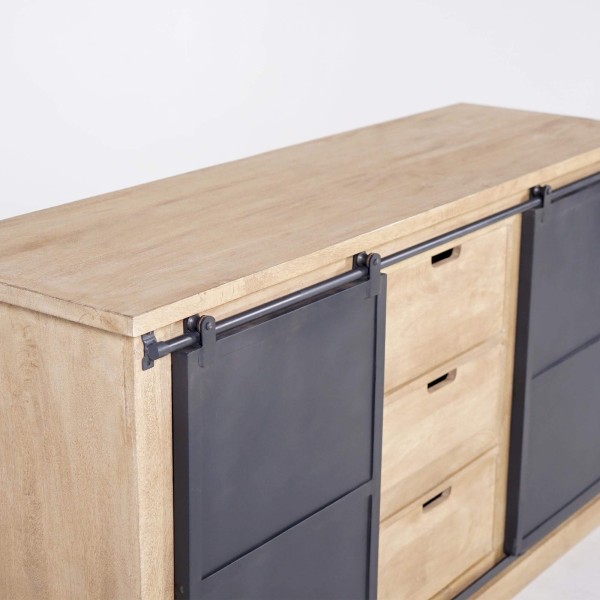 Industrielles Sideboard aus Massivholz und Metall 150 cm – Detroit