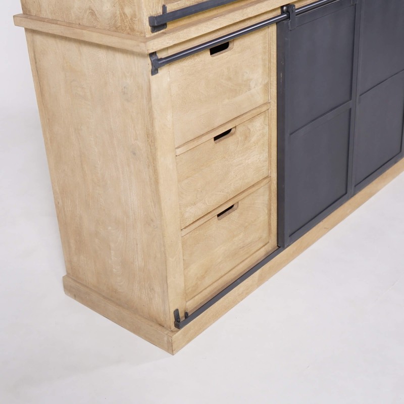 Vitrine im Industrial-Stil aus Massivholz 180 cm – Detroit