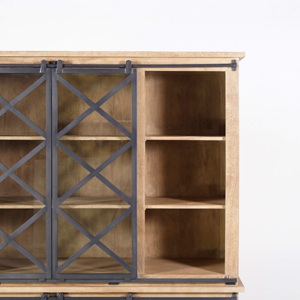 Vitrine im Industrial-Stil aus Massivholz 180 cm – Detroit