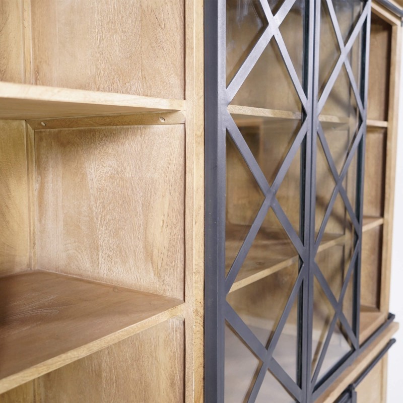 Vitrine im Industrial-Stil aus Massivholz 180 cm – Detroit